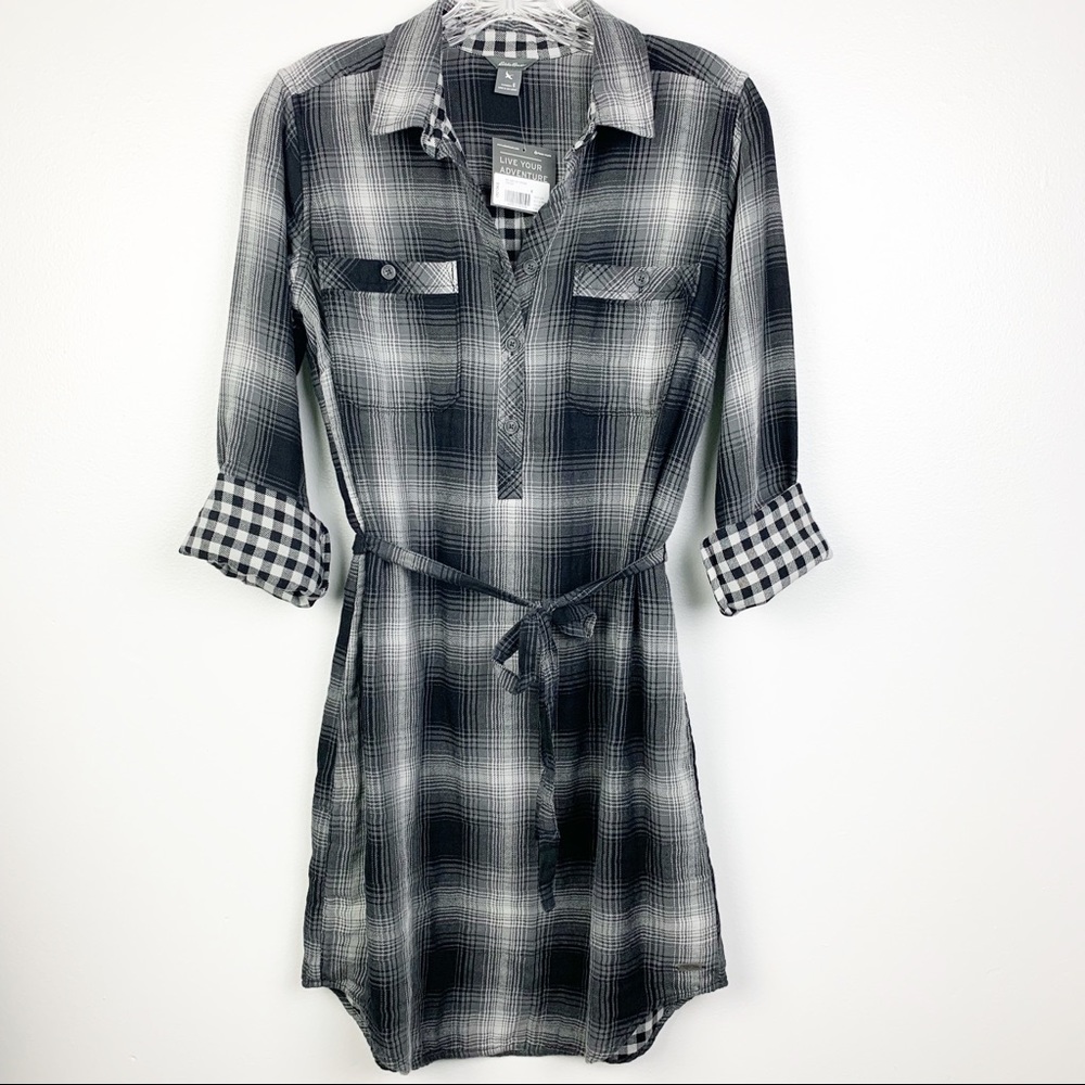 Eddie Bauer Hadley Flannel Plaid Shirt Dress 8 D4